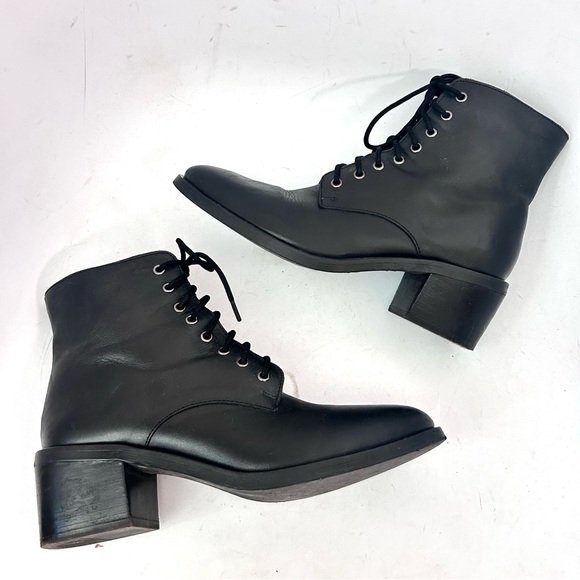 Jeffrey Campbell Zephyr Boot Size 9 Black Leather Lace-up Ankle Boots - Picture 7 of 11